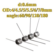 sus304 d:0.6mm OD:4/4.5/5/5.5/6/7/8mm V-shaped spiral torsion spring angle:60/90/120/180 degrees(FGH