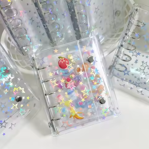 1Pc M5 Rainbow Star Planner, Colorful Star Binder, 3D Embossed Bubble Sticker Book, Sticker Book, Pp