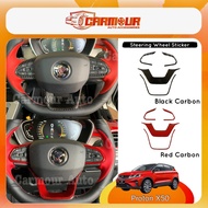 Proton X50 (2020-2025) / X50 Facelift 2025 Steering Wheel Sticker Semi-Soft Black Red Carbon Sticker