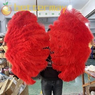 BETTER-MAYSHOW Handheld Fur Fan, 30*52cm 35*60cm Big Red Ostrich Folding Fan,  12 Bones Runway  Prop