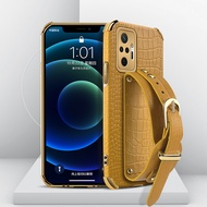 Zeallion Crocodile Pattern Wristband Phone Case For[OPPO A35 A12 A15 A54 A74 A93 A94 A95 F19 Reno 4