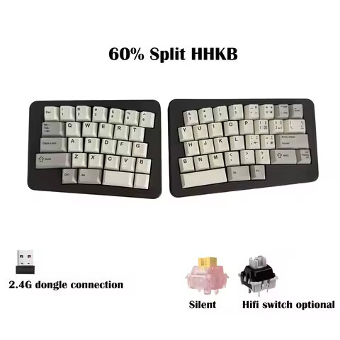 Split Ergonomic 60% HHKB-Alice Mechanical Keyboard 2.4G wireless, Hot-swappable. VIAL Programmable