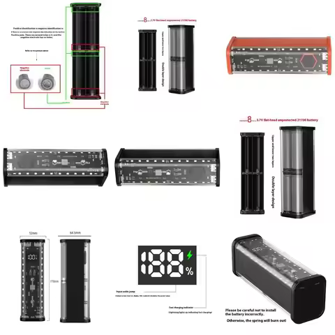 H7JF Clear View 21700 Battery Enclosure 8 Slots Capacity PD3.0 Battery Holder Case