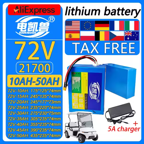 72V 50Ah 45Ah 20Ah 25Ah 30Ah 35Ah 40Ah 15Ah 10Ah 21700 Lithium battery pack 3500W High Power BMS EU/