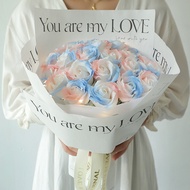 2.14 Valentine's Day Ice Blue Immortal Soap Rose Bouquet for Girlfriend Birthday Girls
