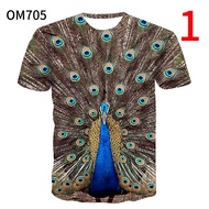 Fashion T-Shirt V44FOO Peacock 3D Digital Print T-shirt Men Short-sleeved Shirt Casual Shirt Breathable Sportwear Summer【S~5XL】