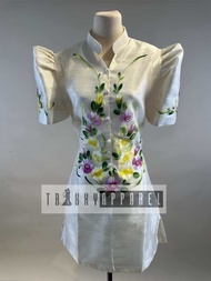 Filipiniana Painting Dress Chinese Collar