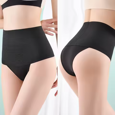 Womens High Waist Control Shaper Thongs XS-2XL Breathable Elastic Intimates Shapewear Panties Female
