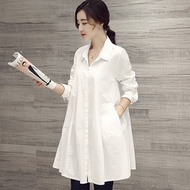 ☁▼✲ APEIXIN Plus Size Spring Autumn Women Long Sleeve Loose Shirt Korean Style White Blouse Putih Mu