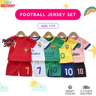 Kids 1-7Y Football Jersey Set Short Sleeve Shirt Sport Pants 2pcs Set | Baju Budak Bola Sepak Kanak-Kanak AM10276