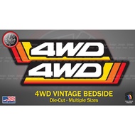 2Pcs 4WD Retro Bedside Decal Vintage Color FITS on Toyota FJ Cruiser Tacoma 4 Runner Tundra FJ60 FJ8