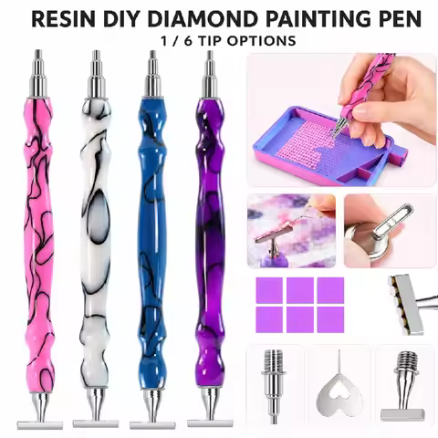 Iy Diamond Painting Resin Dotting Pen Set Tools, with 1/6 Stainless Steel Tips, with Gradient Storag