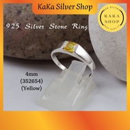 925 Silver 4mm CZ Yellow Stone Ring For Women | Perempuan Cincin Batu CZ Kuning Perak 925 |