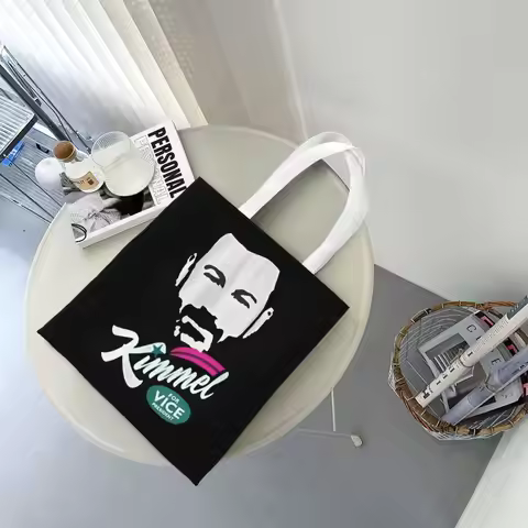 Jimmy Kimmel Shopping Bags Canvas The Tote Bag Folding for Girls Shoulder Tote Travel Handbag