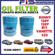 FIS Oil Filter Nissan Vanette C20 C22 Sunny 120Y 130Y B11 N13 15208-H8911 O-3142 Penapis Minyak Hita