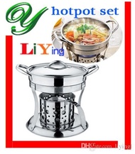 hot pot cooker liquid stove set Chafing Dish pots heater serving stand stainless holder lid 18cm Buf