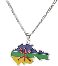 African Berber Country Map Necklace African Berber Symbol Pendant African Ethnic Necklace Muslim Tri