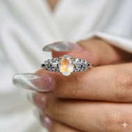 [Full Flashes]🔥 ✨ MYSTIC GLOW | Natural Rainbow Moonstone S925 Adjustable Ring