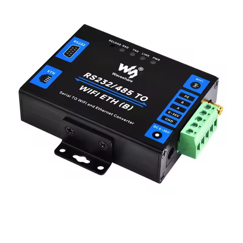 Waveshare RS232/485 to WiFi and Ethernet, Ethernet to WiFi Industrial Grade Serial Server Converter,