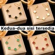 Korean Fashion Women's Strip Two Sided Clover 916 Gold Plated 4-Leaf 5-Flower Female Student Laser C