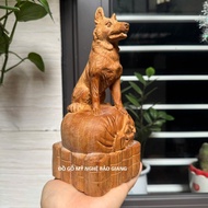 Jade wood dog statue for fragrant wood, 20 cm high, 9 cm deep, 9 cm deep