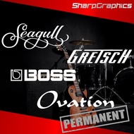 Seagull Gretsch Boss Ovation Guitar Headstock Music Brand Sticker