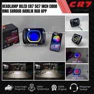 Biled CR7 C808 5.7 Inch Headlamp Acrylic Shroud RGB APP Projector Lamp Motorcycle Hi/Lo Beam