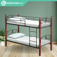 Furniture Direct DERRICK wooden post double decker metal bunk bed/ double decker bed/ katil kayu besi