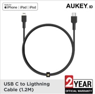 Aukey kabel charger Iphone Braided Nylon MFi USB-C to Lightning Cable