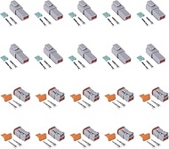 MUYI 10 Kit 2 Pin Way DT Series Connector Waterproof 14-20 AWG 13 Amps Continuous DT04-2P DT04-2S