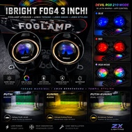 Foglamp Biled Pair ZE FOG 4 IBRIGHT Bluelens Complete Bracket DEVIL Rgb Apps Foglamp Car Fog Lamp