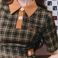 FLAT2112 FF0856 : CHOCOLATE DUBAI MINI DRESS เดรสคอปกแขนสั้น ผ้านุ่ม ใส่สบาย