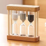 Creative 1/3/5 Minute Wooden Sand Glass Hourglass Timer - Wooden Frame Blue Sand Clock - White Gray