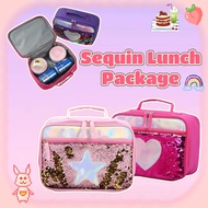 Sequin Lunch Bag With Sling Lunch Bag For Kids Aluminum Foil Keep Warm Large Capacity Storage Bag