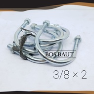 Galvanized U - U Bolt 3/8" x 2"