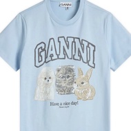 Pre-Order Ganni Blue T-Shirt Animal Print Graphic