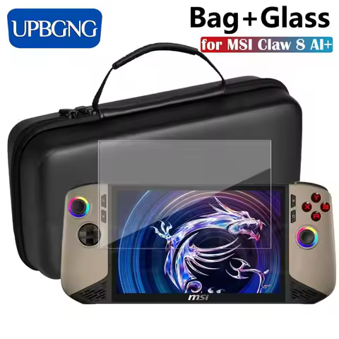 Glass+Bag for Claw 8 AI+ 2025 Screen Protector Tempered Glass Film EVA Portable Case for MSI Claw 8 