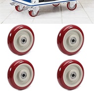 4 PCS 5 Inches Caster Wheels Red Heavy Duty Plate Shelf Replacement Wheels for Platform up to 396 LB