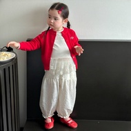 [Ready Stock] Theioioio Kids Red Knitted Cardigan Cotton Blend Sweater Coat TWC40413