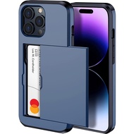 Mens Boys Premium Slim Solid Armor Shockproof Card Slot Wallet Case for iPhone 15 Pro Max/14 Pro Max/14 Plus/13 Pro Max/12 Pro Max/SE 2022/iPhone 11/Xs Max/XR/8 Plus 7