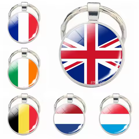 Western Europe Countries Flag Keychain United Kingdom France Ireland Luxembourg Monaco Belgium Nethe