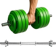Dumbbell Bar 45cm Long Chrome Plated with Spinlock Collars - Dumbbell with Non-Slip Grip for Standar