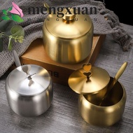 MENGXUAN Sugar Bowl, with Spoon Lid Gold Silver Storage Jar, Useful Large Capacity Durable Stainless