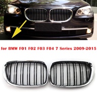 Pair Double Slat Front Kidney Grille Grill Replacement Chrome for BMW F01 F02 F03 F04 7 Series 2009-