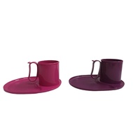 Tupperware Tea 4 Two Set ( Micro Mug + Plate / Plate / Micro Mug ) Purple / Pink 300ml Microwaveable Mug Cawan Pinggan