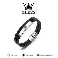 OLEVS Gelang Titanium Kulit Bermutu Tinggi Untuk Pria Dan Wanita Populer Di Seluruh Dunia Keren (1*Kotak)