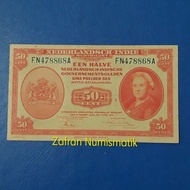 Uang Kuno 50 Cents Nederlandsch Indische NICA Tahun 1943 UNC