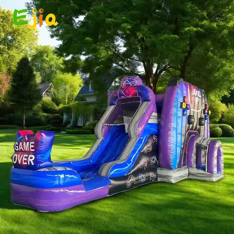 26ft /8M Large Level Up Adventure Gaming-Themed Inflatable Bounce House Water Slide Portable Jumping