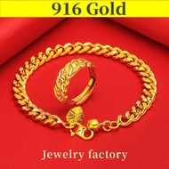 Ready Stock In Singapore Bracelet for Women Men Pawnable Chain Bangle Jewellery Buy 1 Take 1 Bracelet+Adjustable Ring Gold 916 Original Singapore Bangles 24K Fashion Transport Accessories Boutique