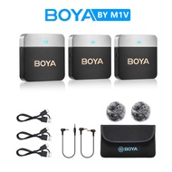 BOYA BY M1V Wireless Lavalier Microphone System For iPhone Android Smartphone Camera Type C Lightning mic Video Recording Live
